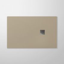 Piatto doccia resina finitura ardesia beige con griglia inox nature, dimensioni 100x150