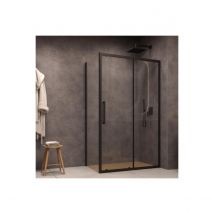 Box doccia scorrevole trasparente 6mm erica profilo nero h195, dimensioni 140x70