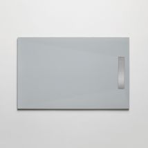 Piatto doccia resina finitura pietra grigio con griglia inox pure, dimensioni 90x120