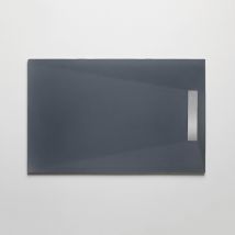 Piatto doccia resina finitura pietra antracite con griglia inox pure, dimensioni 90x120