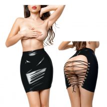 GLOSSY - Wetlook Miniskirt with Panty XL - Bekleidung