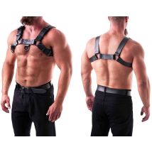SAXOS Leder Brust Harness schwarz S/M - Erotikzubehör