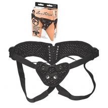 LUX FETISH Diamond Velvet black Strap-On Corset - Gleitgel