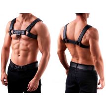 SAXOS Soft Leder Brust Harness schwarz S/M - Erotikzubehör