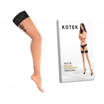 KOTEK Halterlose Strümpfe H022 nocciola-schwarz S/M - Handschuhe & Strümpfe