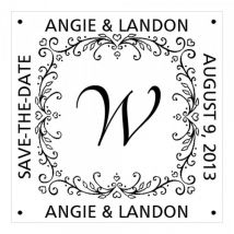 Tampon monogramme carré - Lianes de coeurs