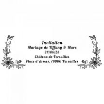Tampon mariage rectangulaire - Création fleurie