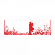 Tampon amour rectangulaire en bois - Silhouette de couple