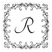 Tampon monogramme carré - Guirlandes de coeurs
