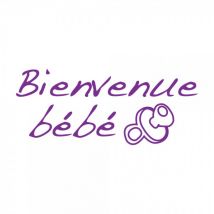Tampon bébé rectangulaire en bois - Bienvenue bébé