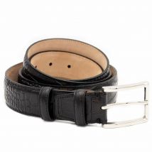 Krokodil geprägter Ledergürtel Schwarz