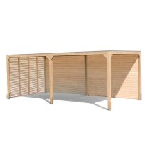 Karibu Pavillon »Markaska« mit Leimholz-Balken und Dacheindeckung - 627x320x239cm - braun - Fichtenholz / Holz / Aluminium