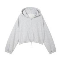 Tom Tailor Cropped Sweatjacke in Melangeoptik - Mädchen - Gr. 128 - grau