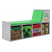roba Minecraft Sitzbank und Leseregal - 119x30x60cm - grau - Holz / Polyester / Schaumstoff