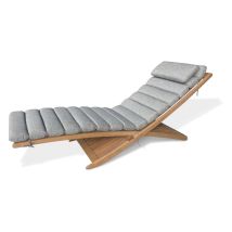 Leco Sonnenliege - 168x53x62cm - grau - Eukalyptusholz / Schaumstoff / Vlies