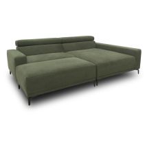 Domo Eck-Schlafsofa »Malmö« mit Hocker - 248x172x72cm - dunkelgrün - Polyester / Nylon / Holz