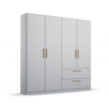 Rauch Drehtürenschrank "Skandi" 4-türig seidengrau - 181x54x210cm - braun - Holz