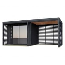 Karibu Modernes Gartenhaus »Horus Set« mit 2 - 537,5x276x231,5cm - anthrazit - Fichtenholz / Holz / Glas