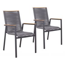 deVries Gartenstühle - 55x66x87cm - anthrazit - Aluminium / Holz