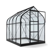 Vitavia Gewächshaus Orion ESG 5 m² inkl. Rahmenfundament - 202x257x231cm - schwarz - Aluminium / Glas / Polycarbonat