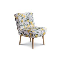 Tchibo - Cocktailsessel »Fiona« mit Zitronen-Print - 58x68x78cm - braun - Polyester / Holz / Buchenholz
