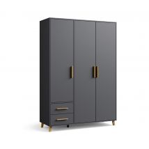 Rauch Drehtürenschrank »Shinjo« - 140x53x203cm - grau - Holz / Holz