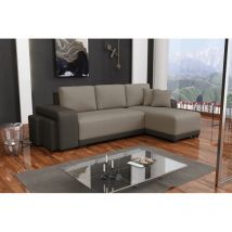 Canapé d'angle convertible FINO avec 2 poufs Taupe Angle droit