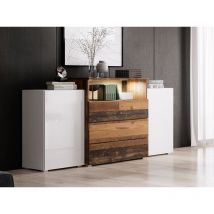 Commode RUBEN 150 cm 3 tiroirs 2 portes Noyer
