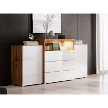 Commode RUBEN 150 cm 3 tiroirs 2 portes Blanc