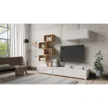CALABRI - Meuble TV mural avec 4 niches et 1 meuble suspendu