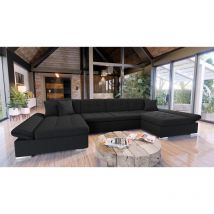 Canapé d'angle convertible ALON en tissu Noir