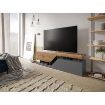 meuble TV nesezi - bois - 160 cm - style industriel Gris