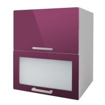 Meuble de cuisine haut 2 portes dont 1 vitrine 60 cm TARA laqué Aubergine
