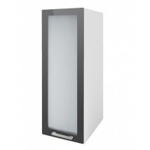 Meuble de cuisine colonne 1 porte vitrine 40 cm 2 étagères TARA Gris