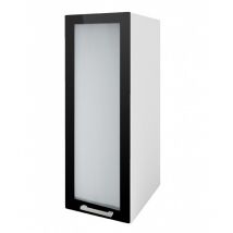 Meuble de cuisine colonne 1 porte vitrine 40 cm 2 étagères TARA Noir