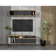 Meuble TV VINYL industriel Avec étagère