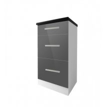 Meuble de cuisine bas 3 tiroirs 40 cm TARA laqué Gris