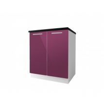 Meuble de cuisine bas 2 portes 60 cm TARA laqué Aubergine