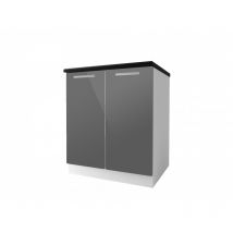 Meuble de cuisine bas 2 portes 60 cm TARA laqué Gris