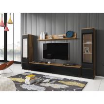Meuble TV DOPPO II à accrocher au mur ou à poser sur pied Noir