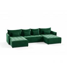 Canapé d'angle panoramique convertible BENIU Vert