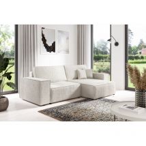 Canapé d'angle convertible VELI en tissu bouclette Blanc