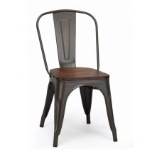 Chaise industrielle LOFTO II avec assise en bois Unité