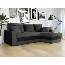 Canapé d'angle convertible KRISTO Gris foncé/Noir