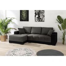 Canapé d'angle convertible DALLIA Angle gauche Gris/Noir
