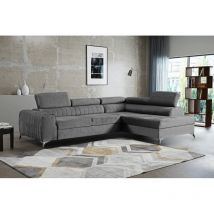Canapé d'angle convertible RICCO avec appuie-têtes Gris Angle droit