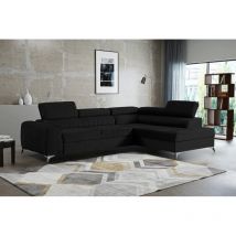 Canapé d'angle convertible RICCO avec appuie-têtes Noir Angle droit
