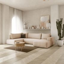 Canapé d'angle panoramique convertible LETTO en U Beige Angle LX2LC (gauche)