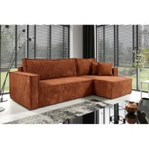 Canapé d'angle convertible NERO en velours côtelé Terracotta