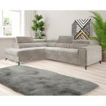 Canapé d'angle convertible RICCO avec appuie-têtes Beige Angle gauche